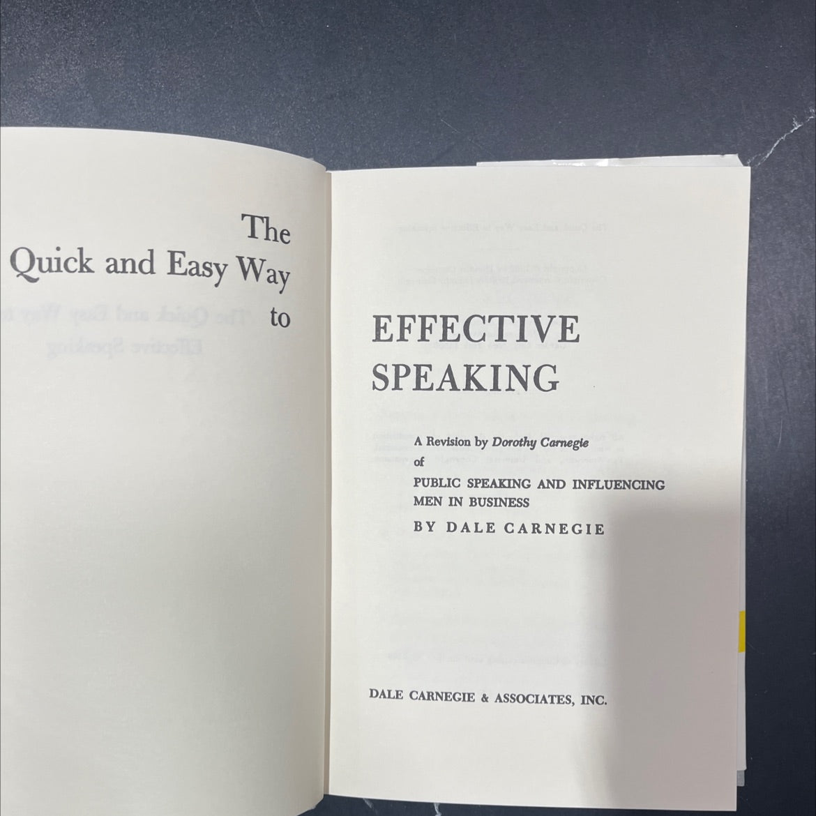 the quick and easy way to effective speaking book, by dorothy carnegie, 1990 Hardcover image 2