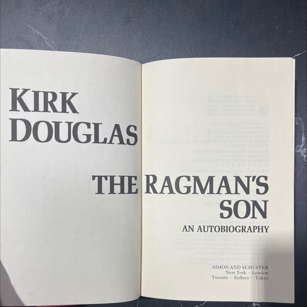 the ragman's son: an autobiography book, by Kirk Douglas, 1988 Hardcover image 2