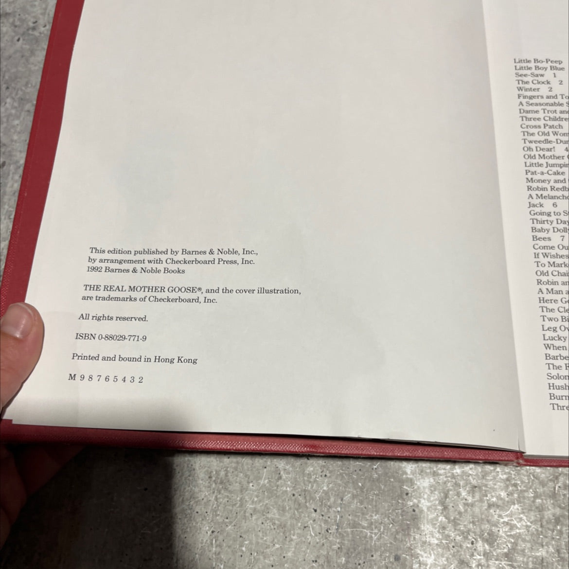 the real mother goose book, by unknown, 1992 Hardcover image 3