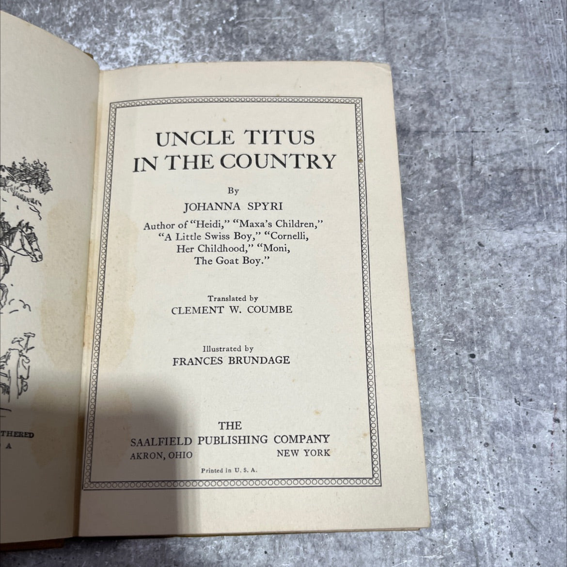 the red a uncle titus in the country book, by johanna spyri, 1926 Hardcover image 2