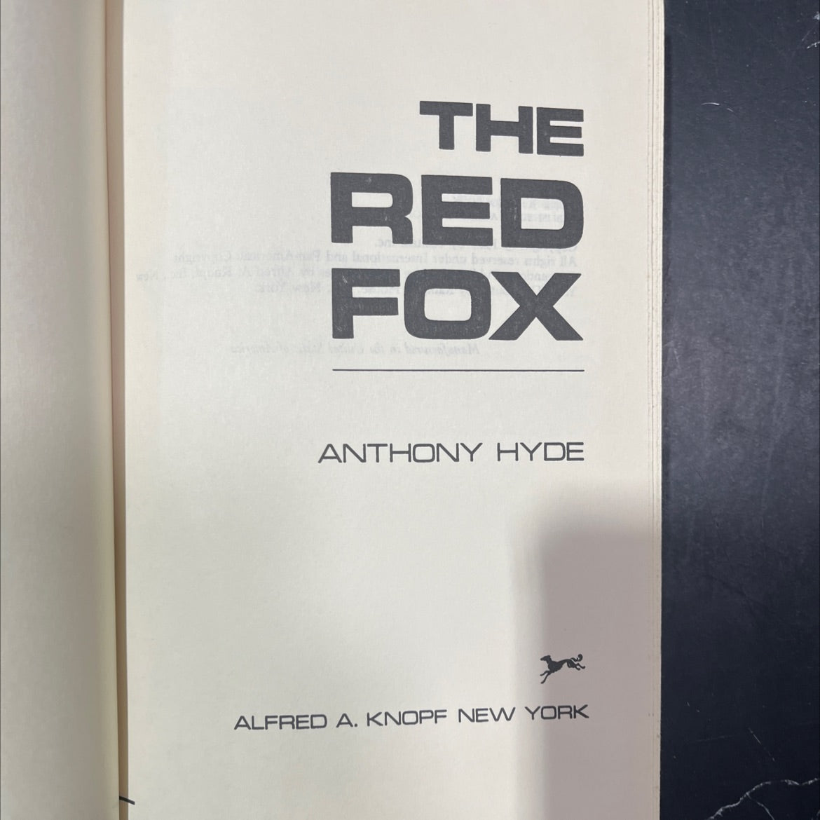 the red fox book, by anthony hyde, 1985 Hardcover image 2