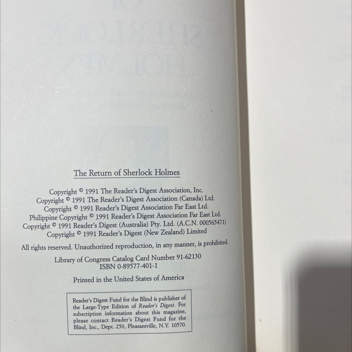 the return of sherlock holmes book, by sir arthur conan doyle, 1991 Hardcover image 3