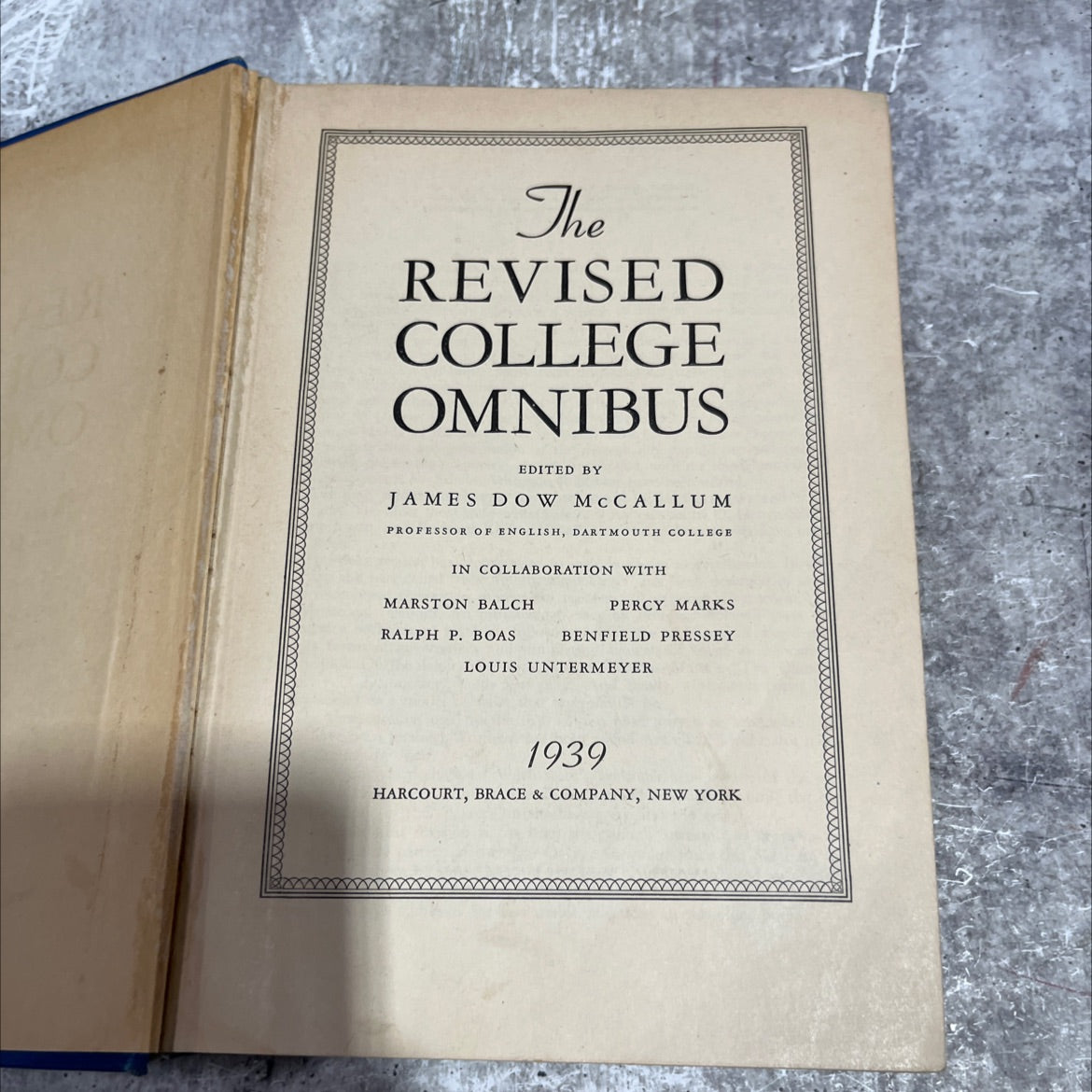 the revised college omnibus book, by james dow mccallum, 1939 Hardcover image 2