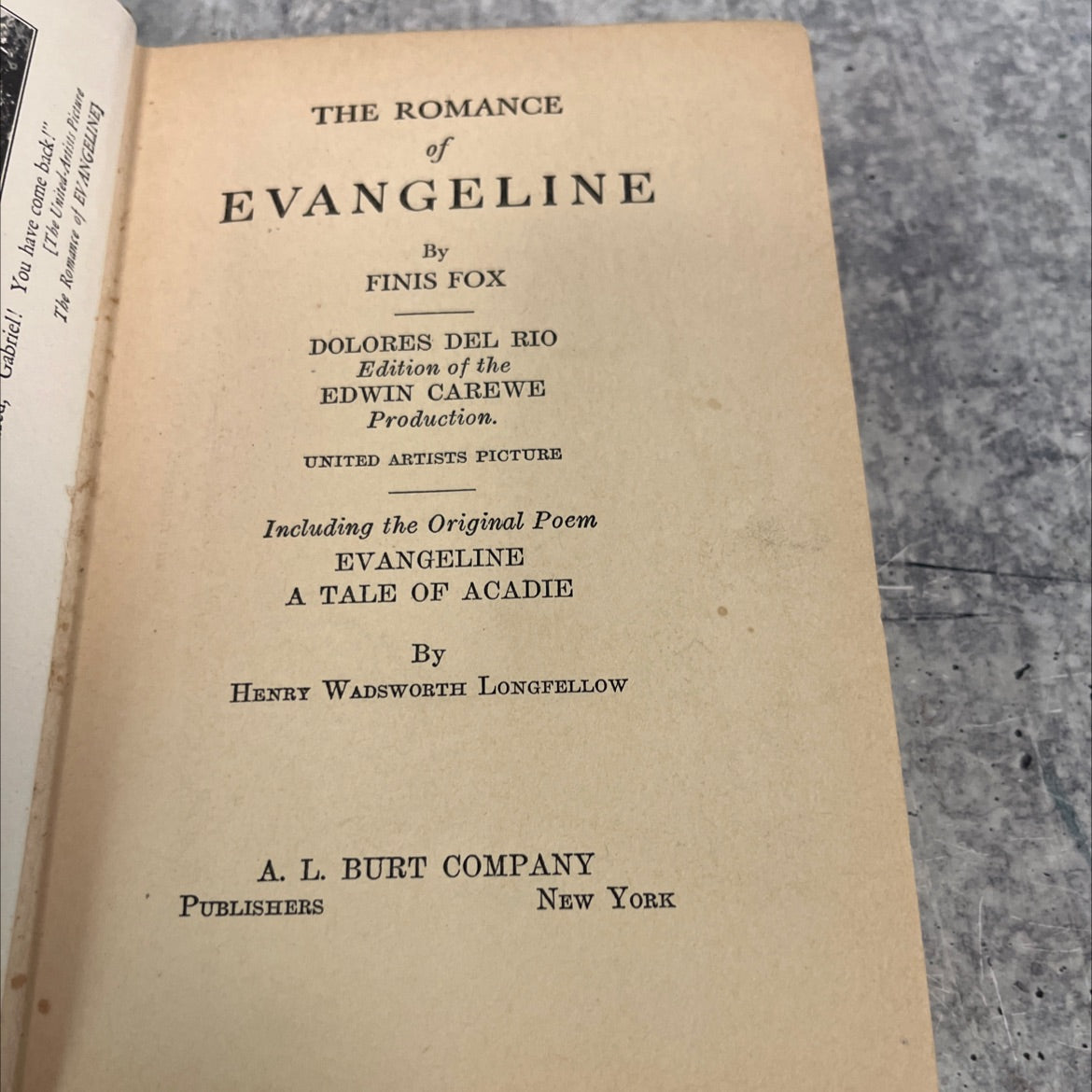 the romance of evangeline book, by finis fox, 1929 Hardcover image 2