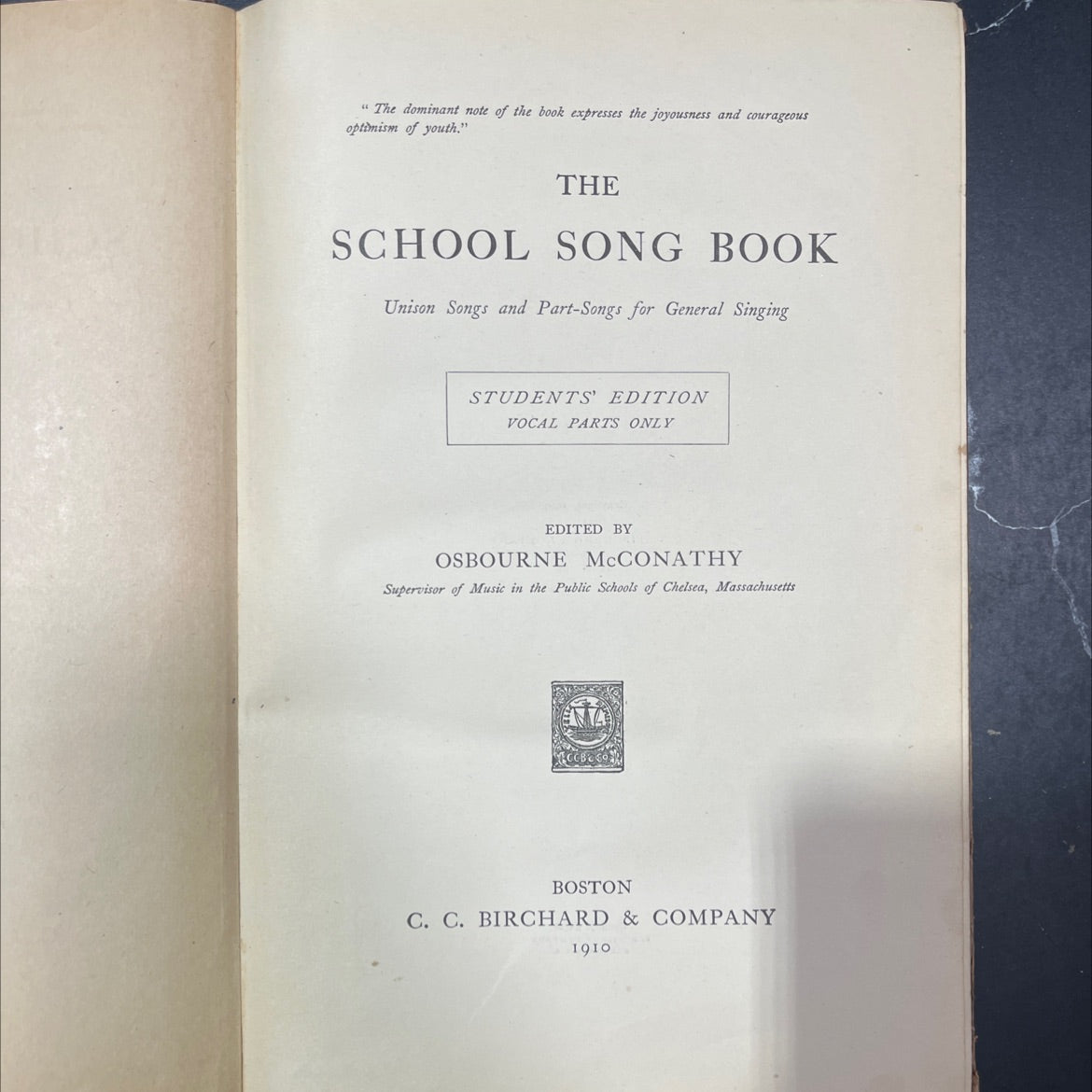 the school song book unison songs and part-songs for general singing students' edition vocal parts only book, by image 2