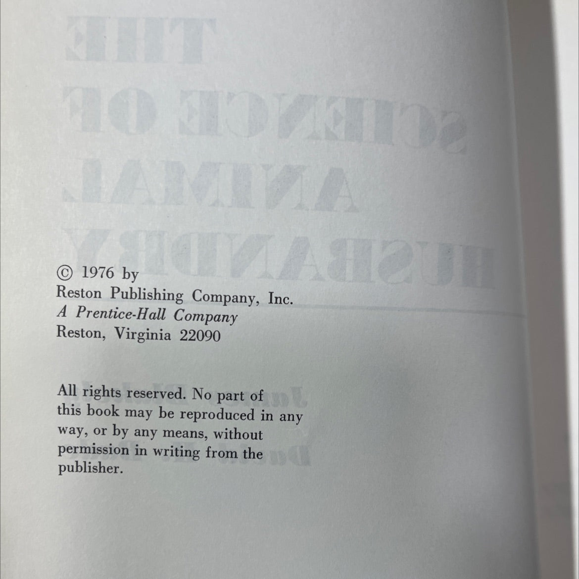 the science of animal husbandry book, by james blakely joodliw, david h. bade, 1976 Hardcover image 3