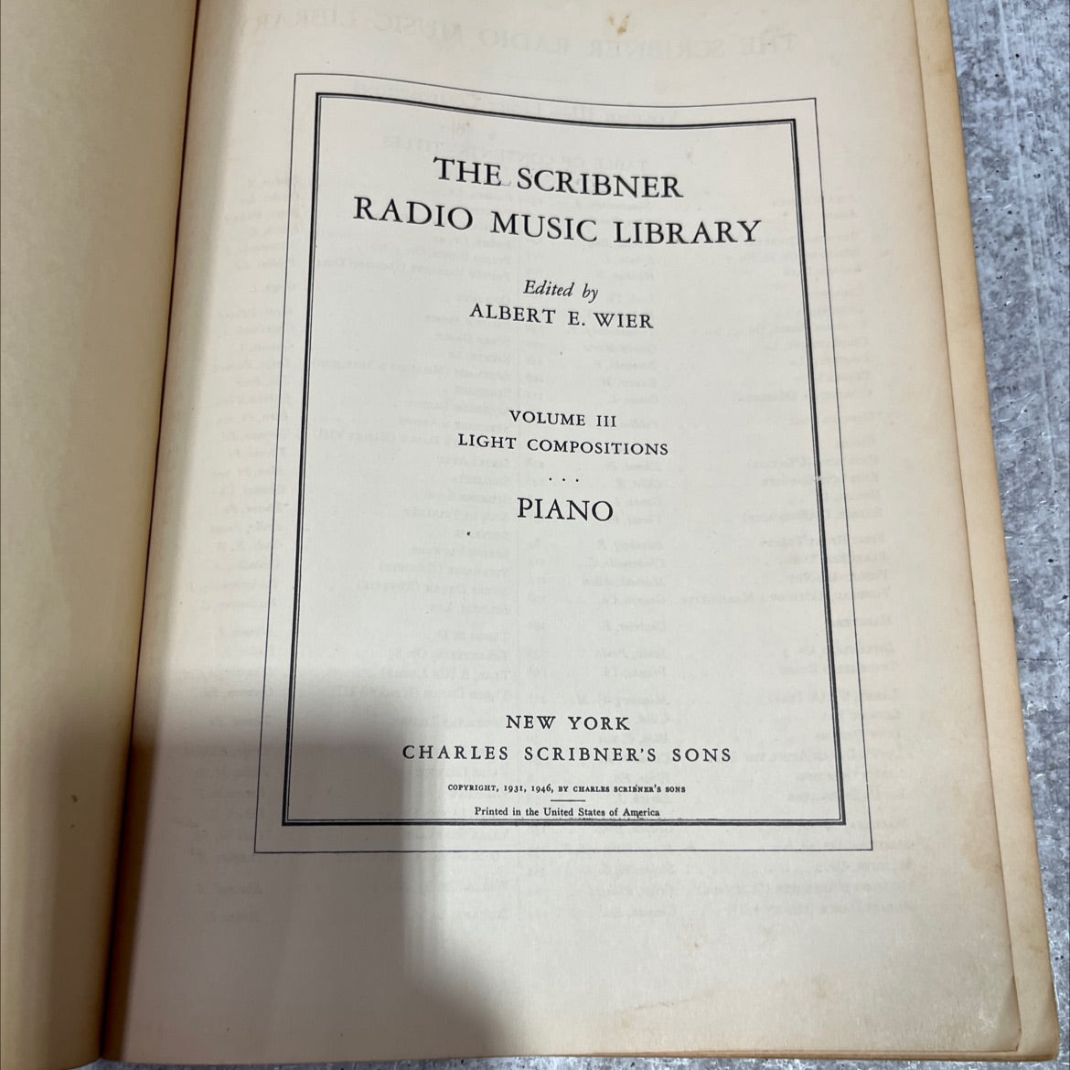 the scribner radio music library volume iii light compositions piano book, by albert e. wier, 1946 Hardcover image 2
