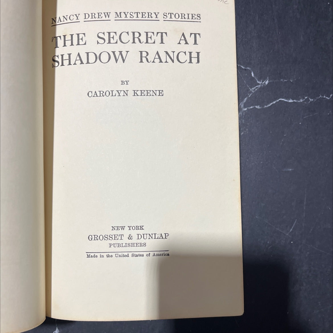 the secret at shadow ranch book, by carolyn keene, 1931 Hardcover image 2