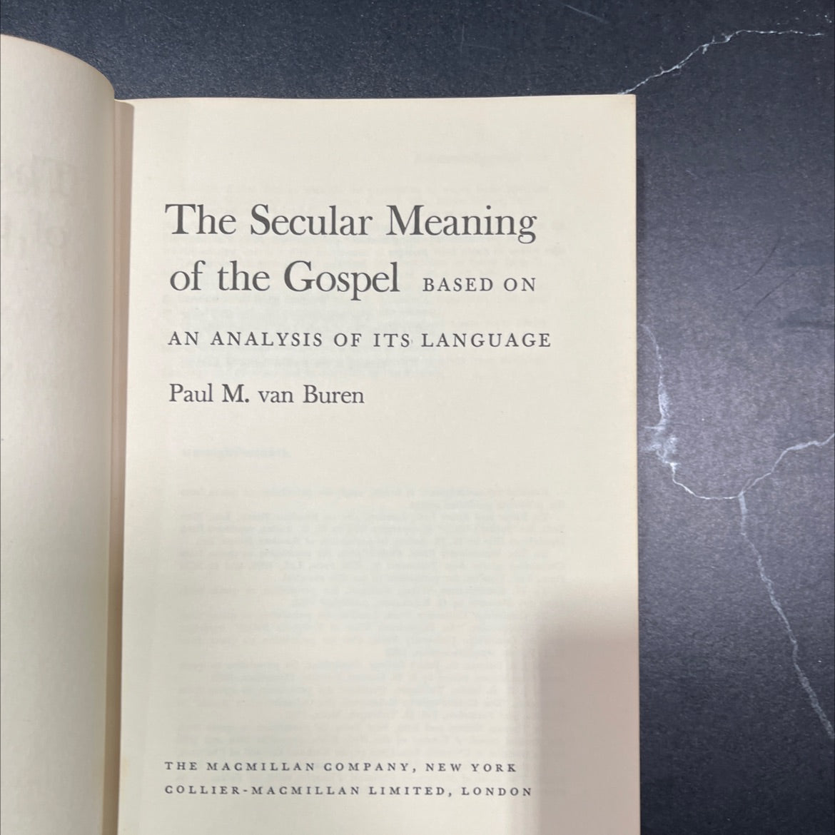 the secular meaning of the gospel based on an analysis of its language book, by Paul M. van Buren, 1963 Hardcover, image 2