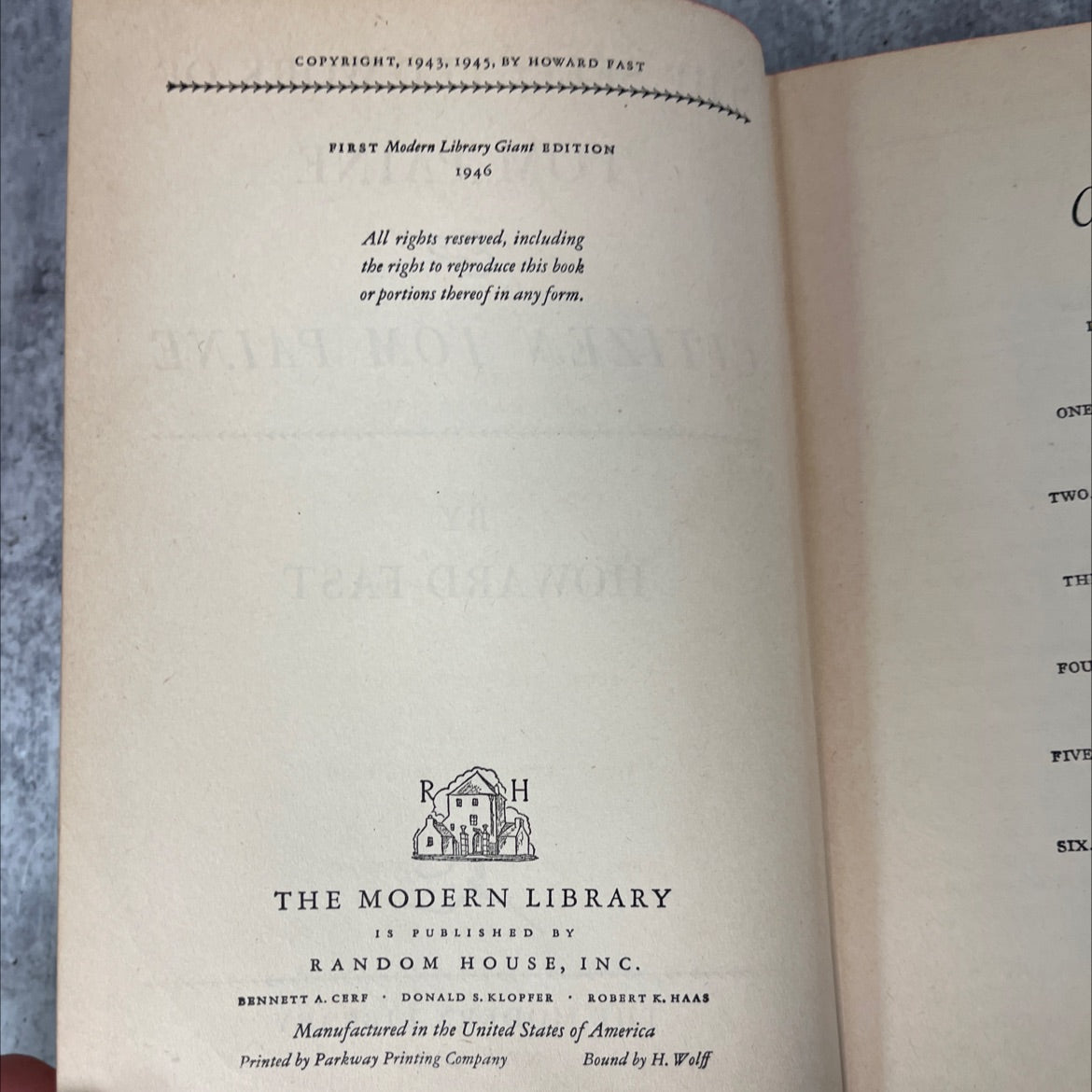 the selected work of tom paine & citizen tom paine book, by howard fast, 1945 Hardcover, Vintage image 3