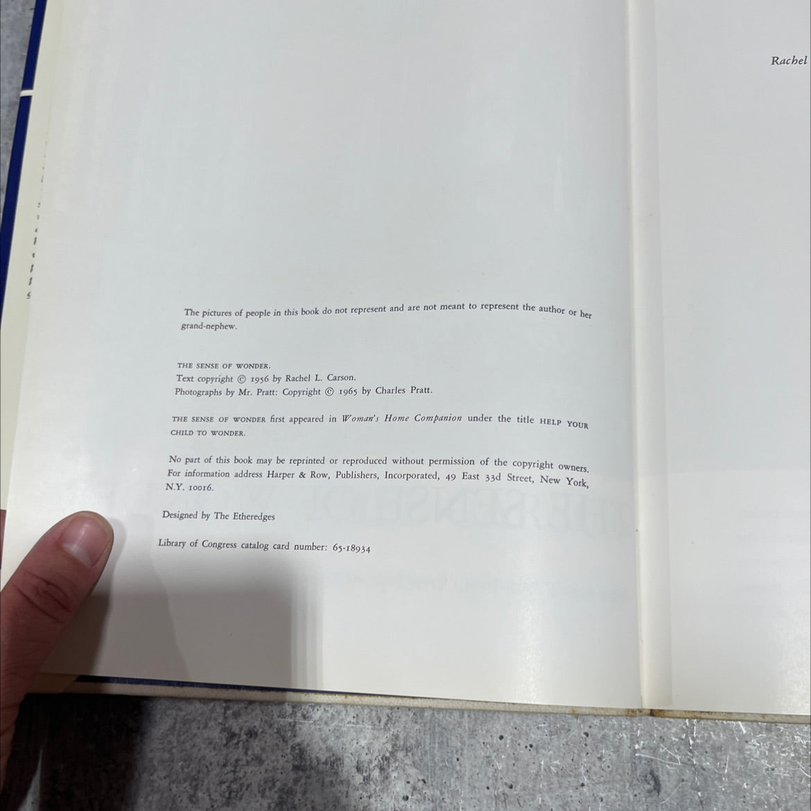 the sense of wonder book, by Rachel L. Carson, 1965 Hardcover image 3