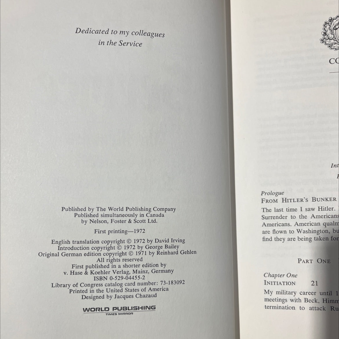 the service the memoirs of general reinhard gehlen book, by reinhard gehlen, 1972 Hardcover image 3