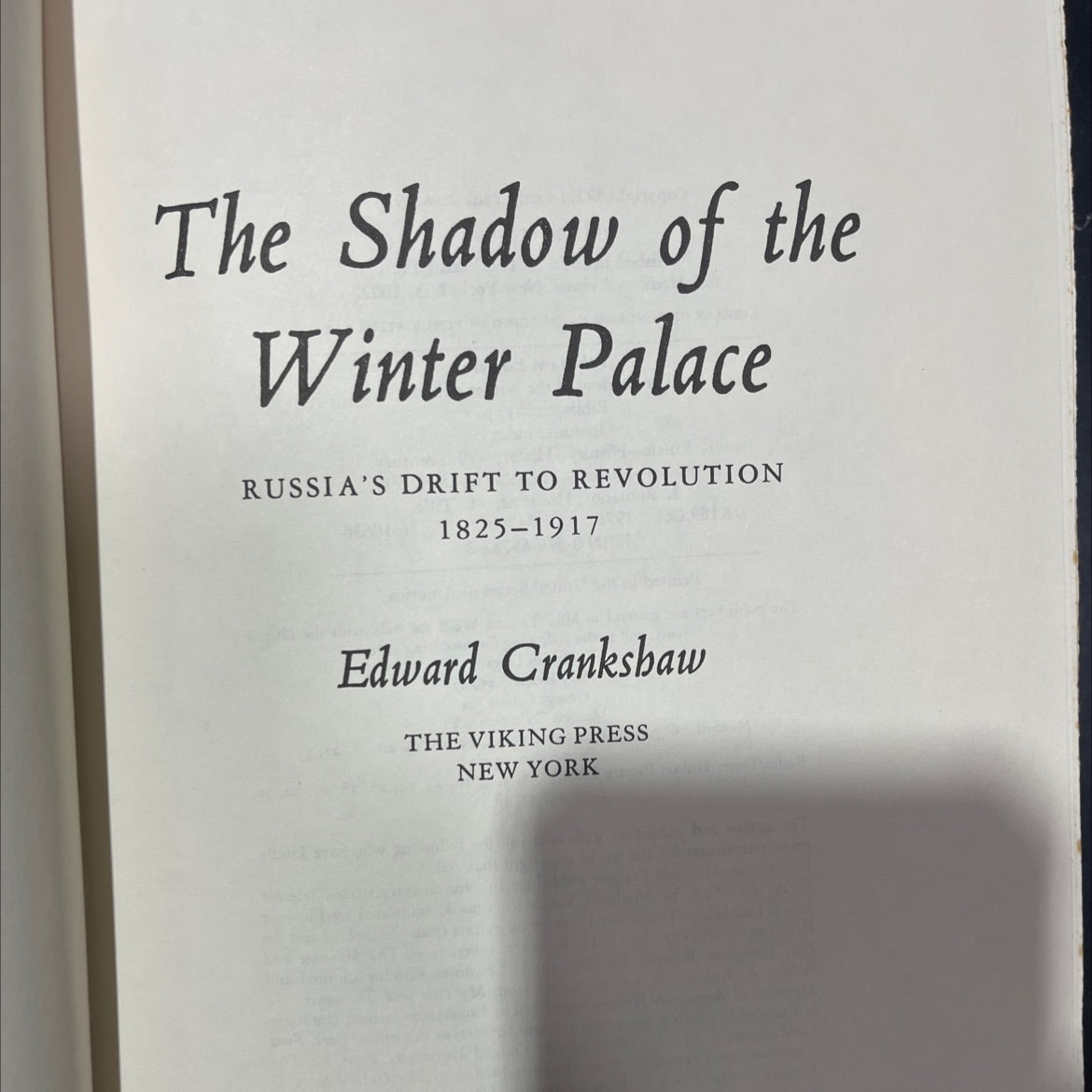 the shadow of the winter palace book, by Edward Crankshaw, 1976 Hardcover image 2