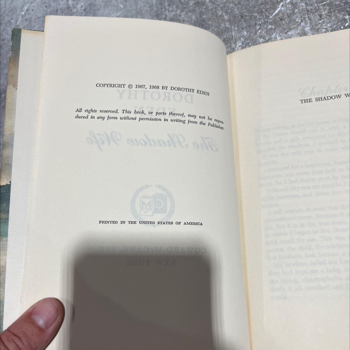 the shadow wife book, by dorothy eden, 1968 Hardcover image 3