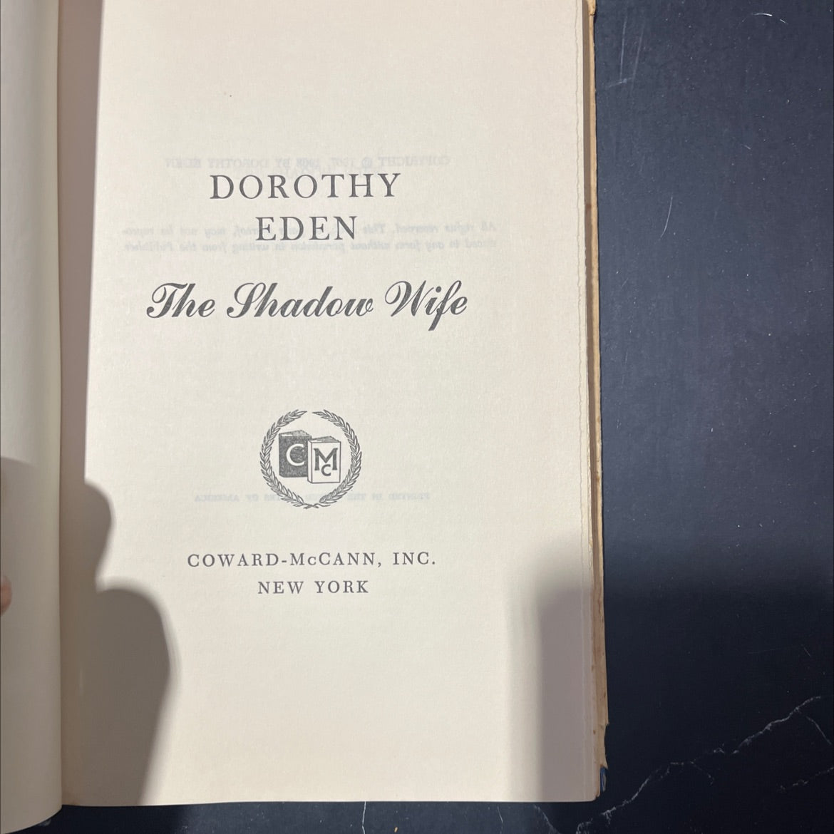 the shadow wife book, by dorothy eden, 1968 Hardcover image 2