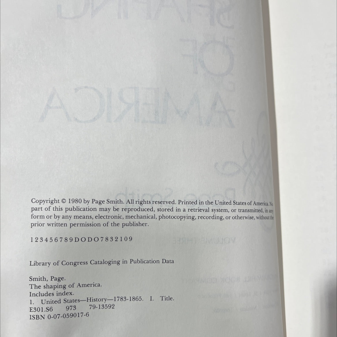 the shaping of america book, by Page Smith, 1980 Hardcover image 3