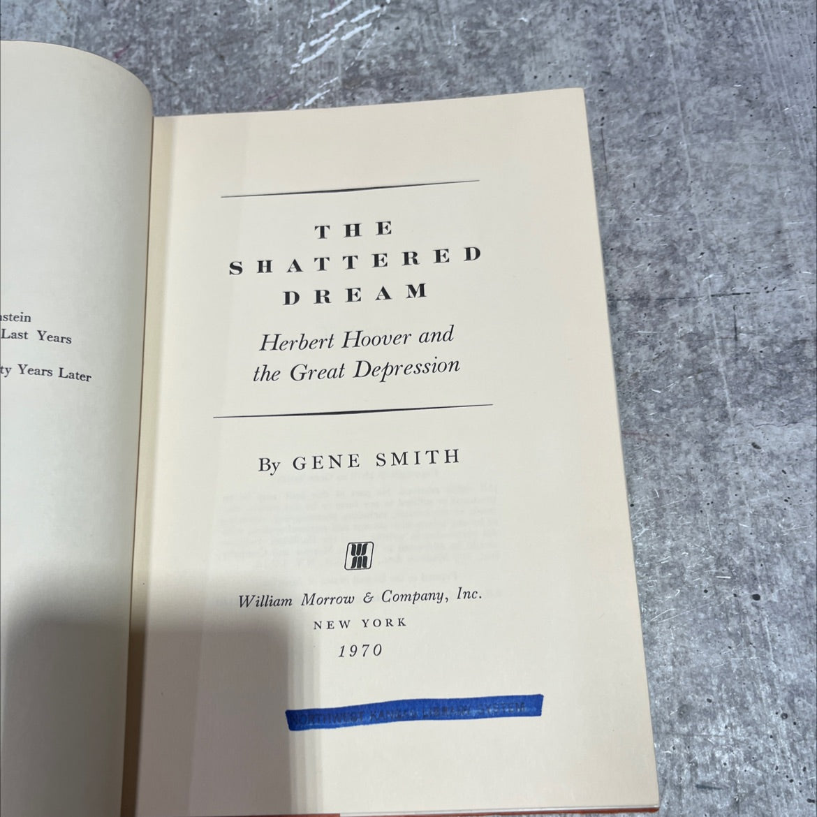 the shattered dream herbert hoover and the great depression book, by gene smith, 1970 Hardcover image 2
