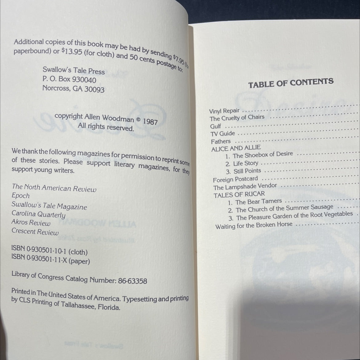 the shoebox of desire and other tales book, by allen woodman, 1987 Paperback image 3