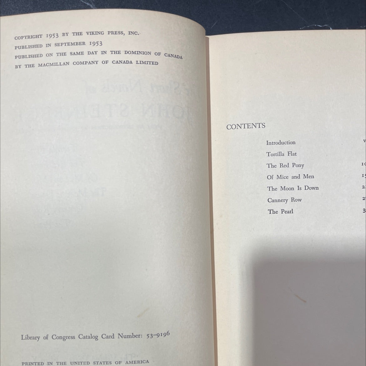the short novels of john steinbeck book, by john steinbeck, 1953 Hardcover image 3