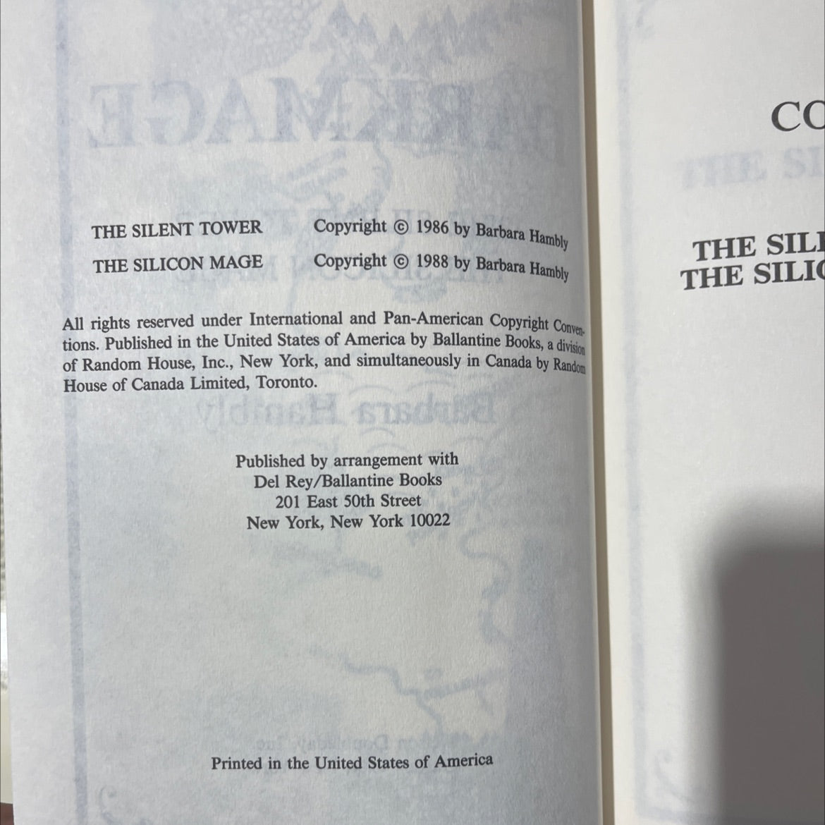 the silent tower book, by Barbara Hambly, 1988 Hardcover image 3