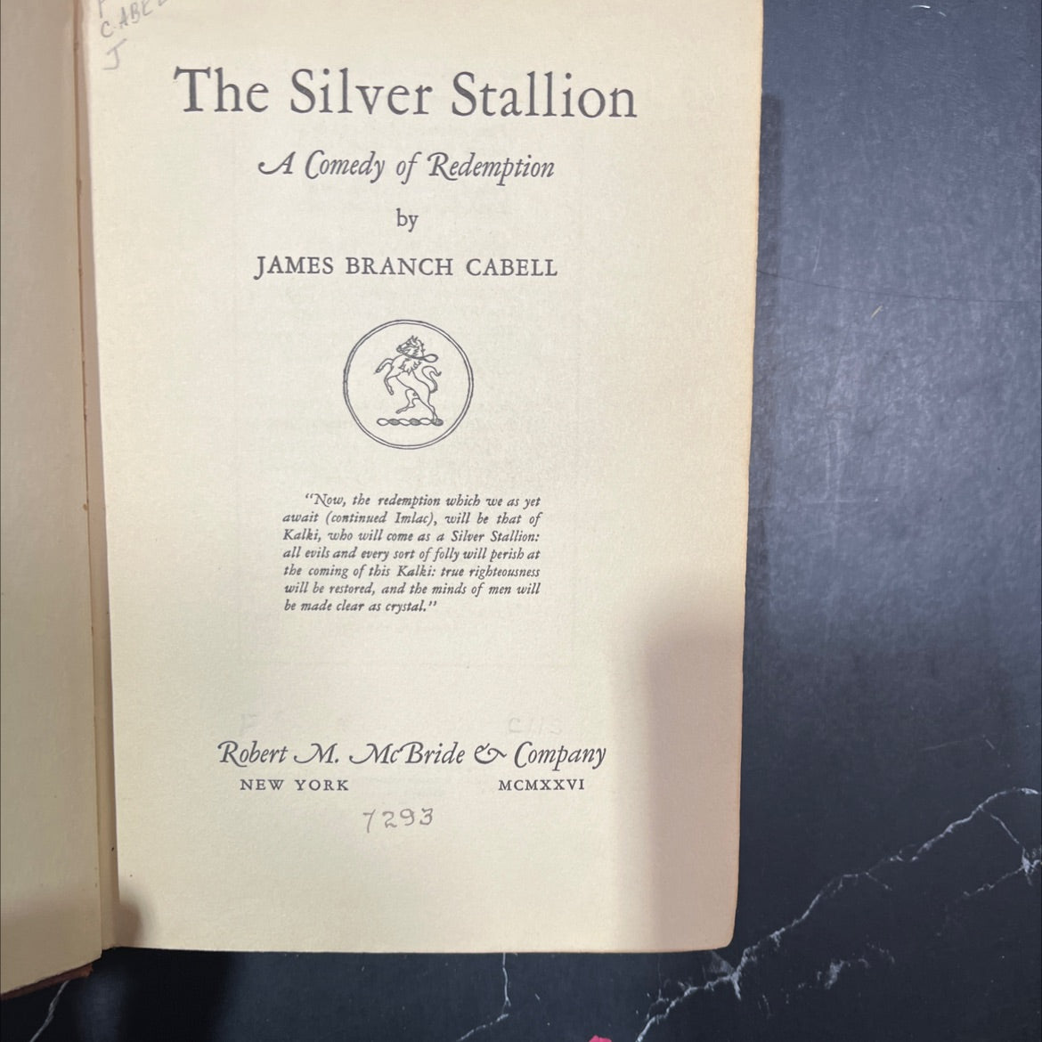the silver stallion a comedy of redemption book, by james branch cabell, 1926 Hardcover image 2