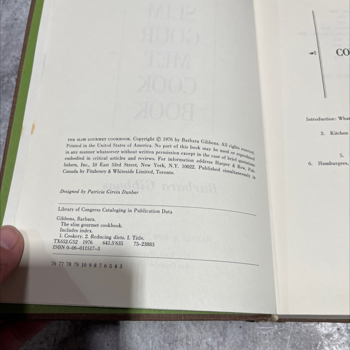 the slim gourmet cookbook book, by Barbara Gibbons, 1976 Hardcover image 3