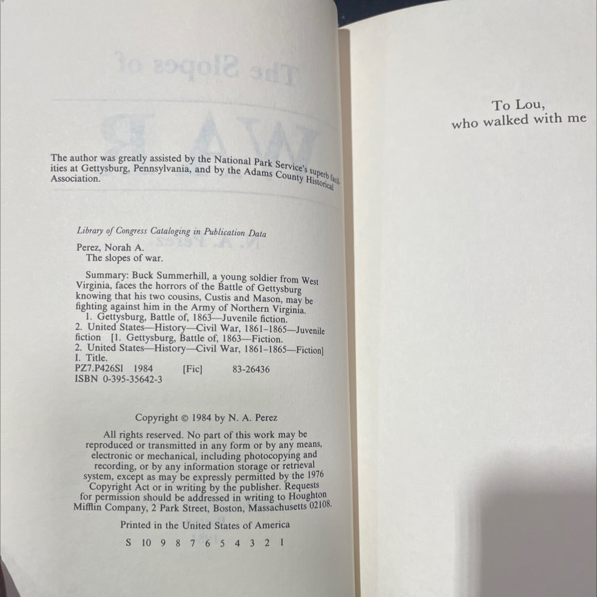 the slopes of war book, by norah a. perez, 1984 Hardcover image 3