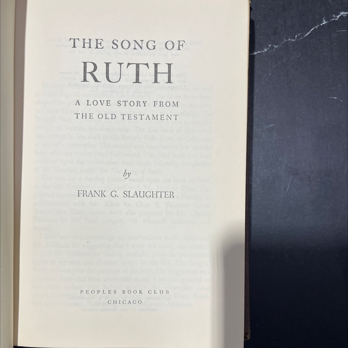 the song of ruth a love story from the old testament book, by frank g. slaughter, 1954 Hardcover image 2