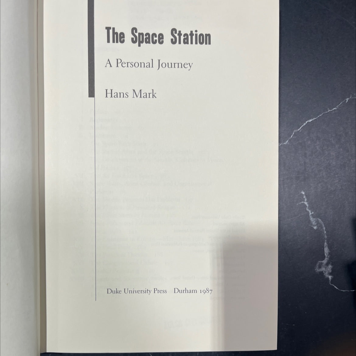 the space station a personal journey book, by Hans Mark, 1987 Hardcover image 2