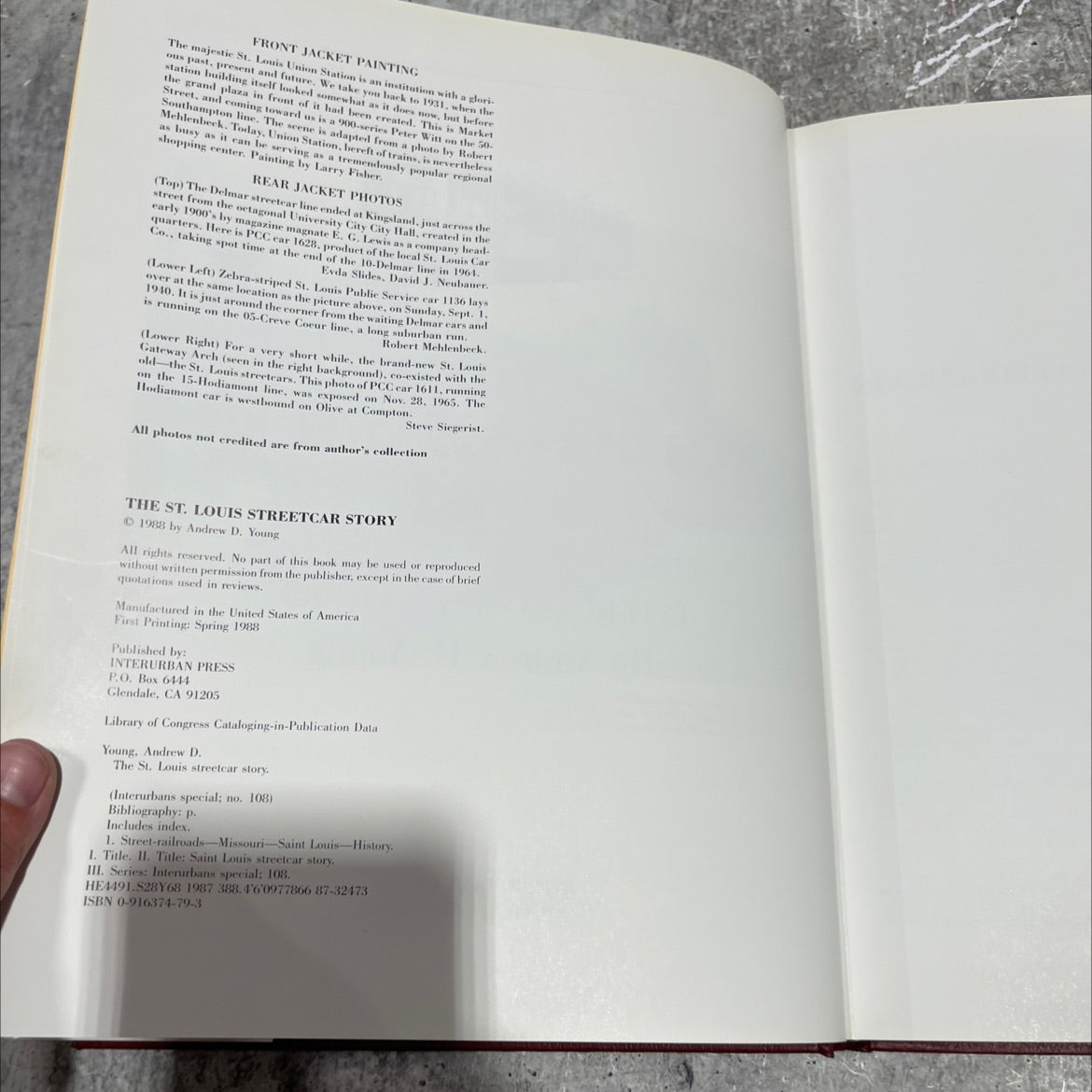the st. louis streetcar story book, by andrew d. young, 1988 Hardcover image 3