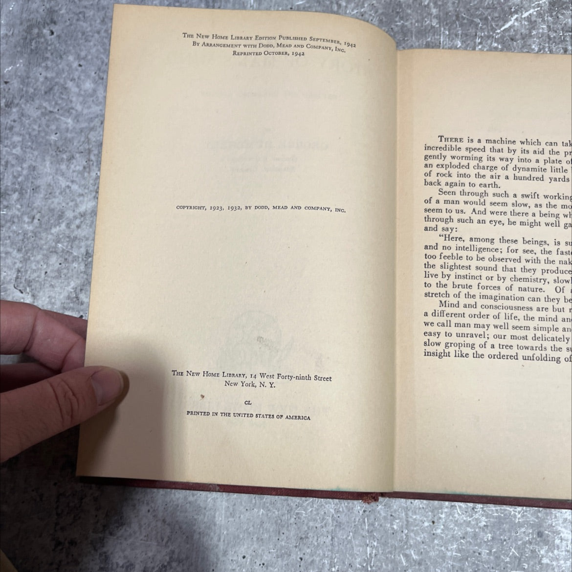 the story of man's mind revised and enlarged edition book, by george humphrey, 1942 Hardcover image 3