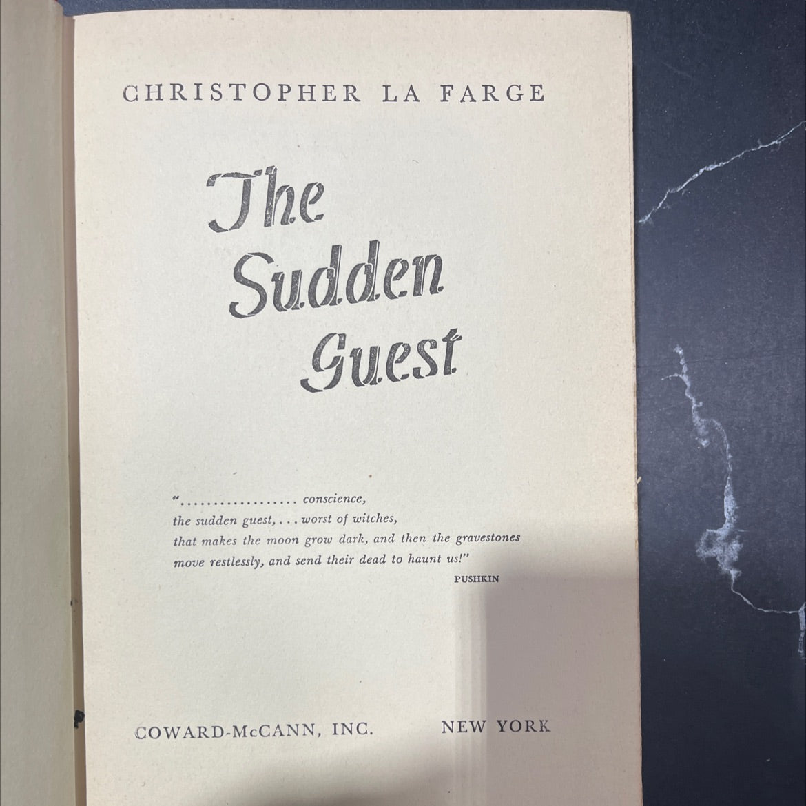 the sudden guest book, by christopher la farge, 1946 Hardcover image 2