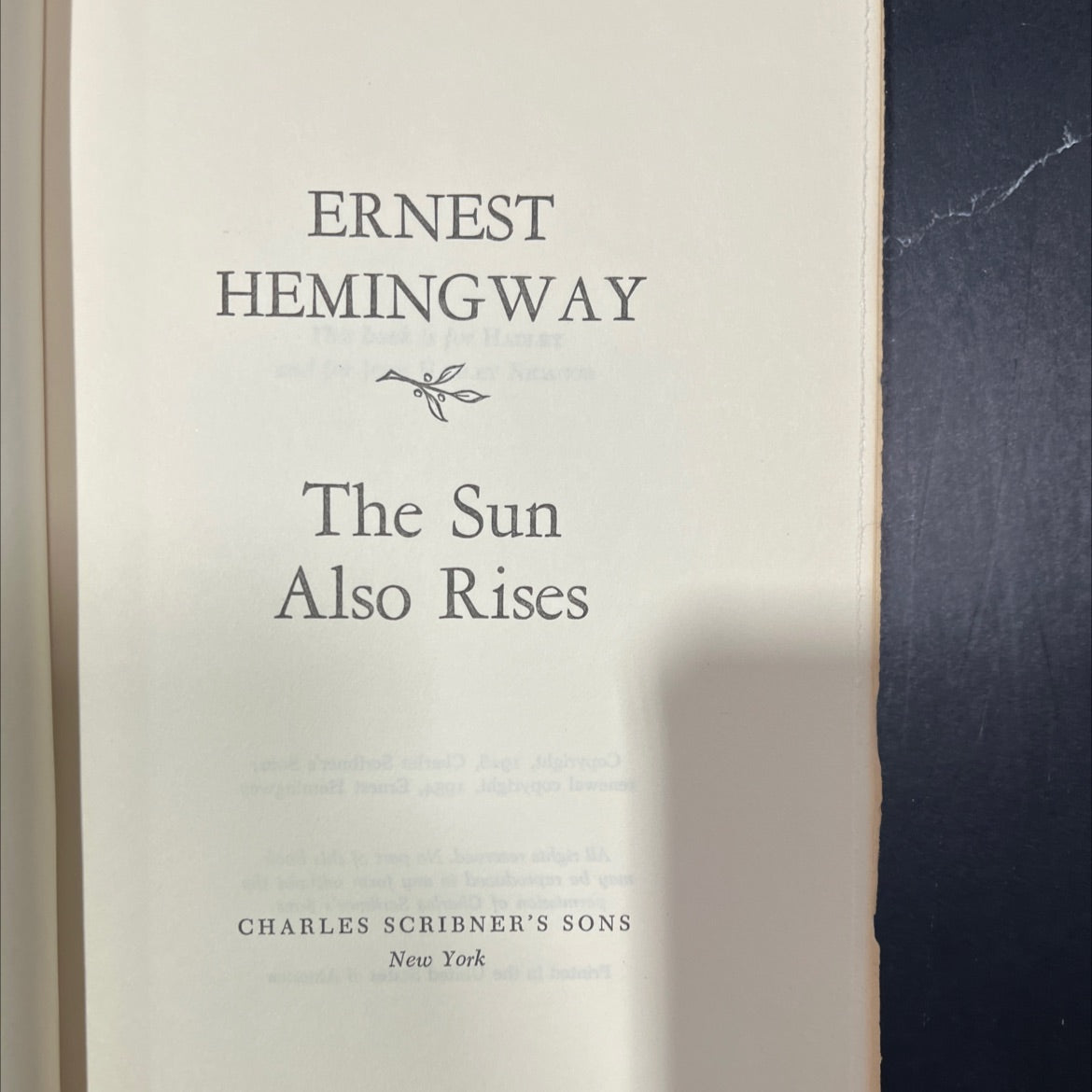 the sun also rises book, by ernest hemingway, 1954 Hardcover image 2