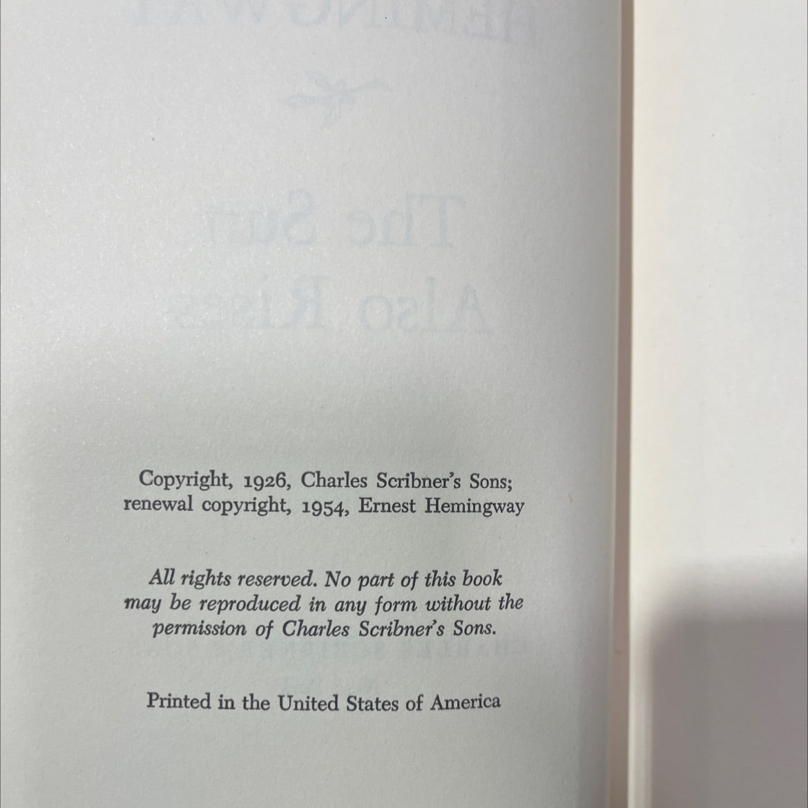 the sun also rises book, by ernest hemingway, 1954 Hardcover image 3