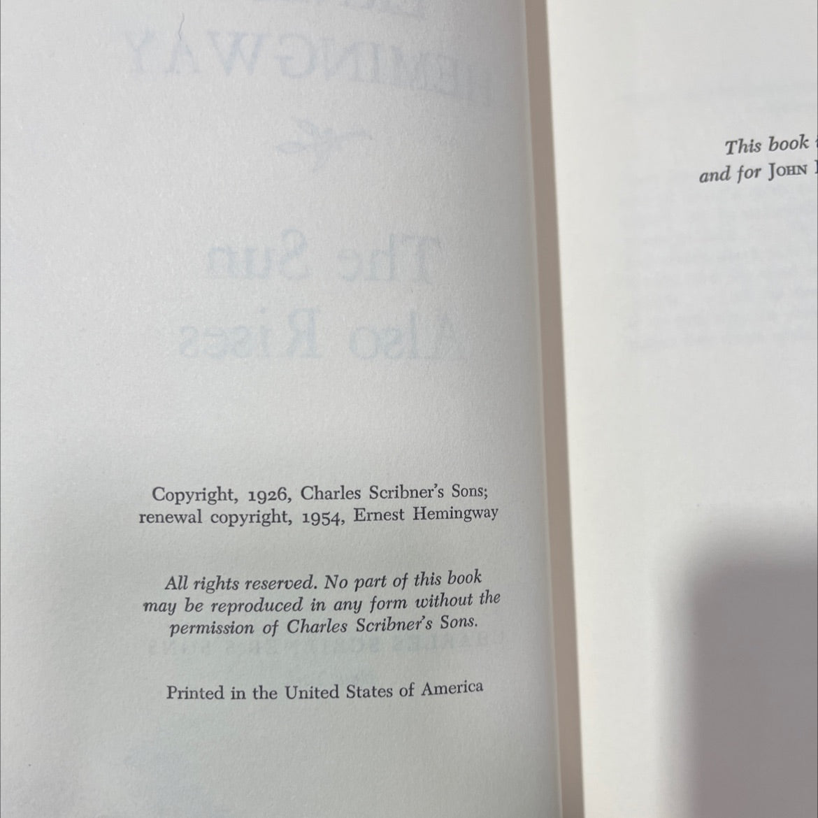 the sun also rises book, by ernest hemingway, 1954 Hardcover image 3