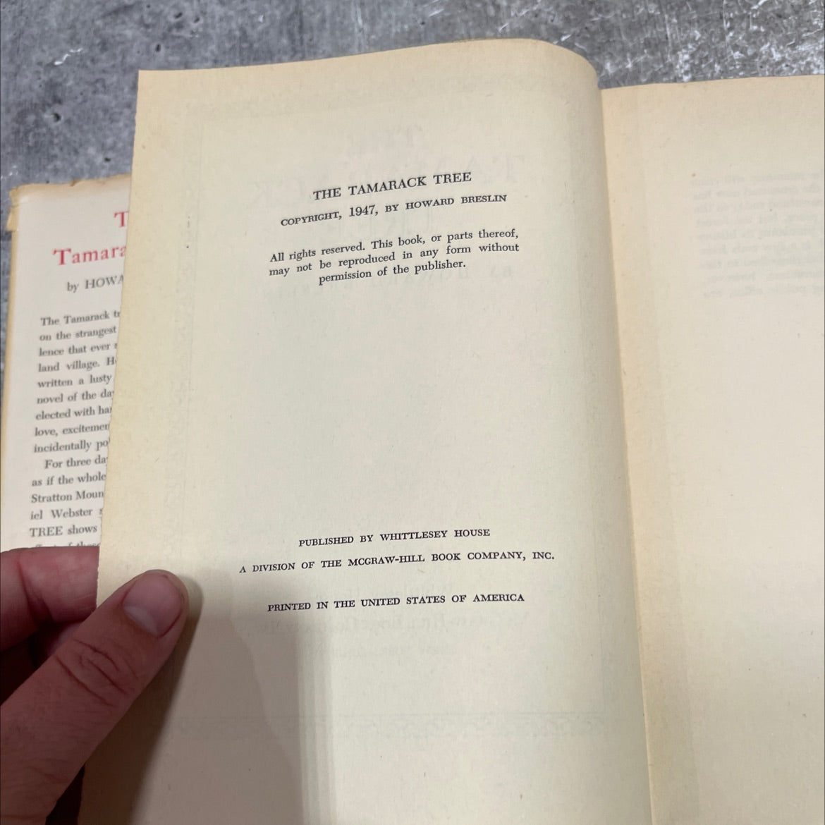 the tamarack tree book, by howard breslin, 1947 Hardcover image 3