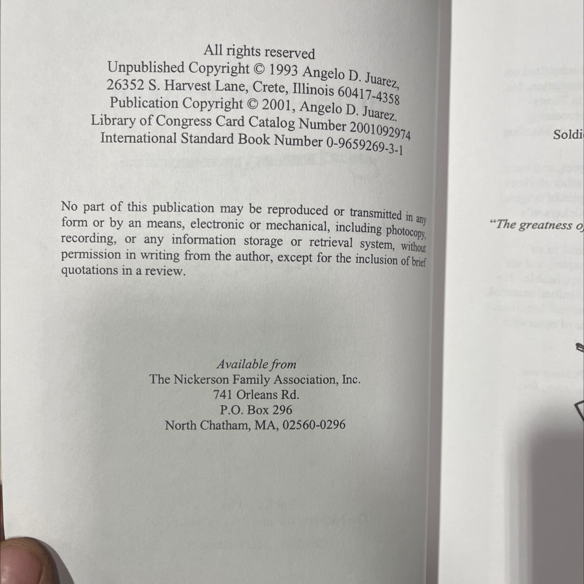 the tarnished saber book, by angelo d. juarez, 2001 Hardcover image 3