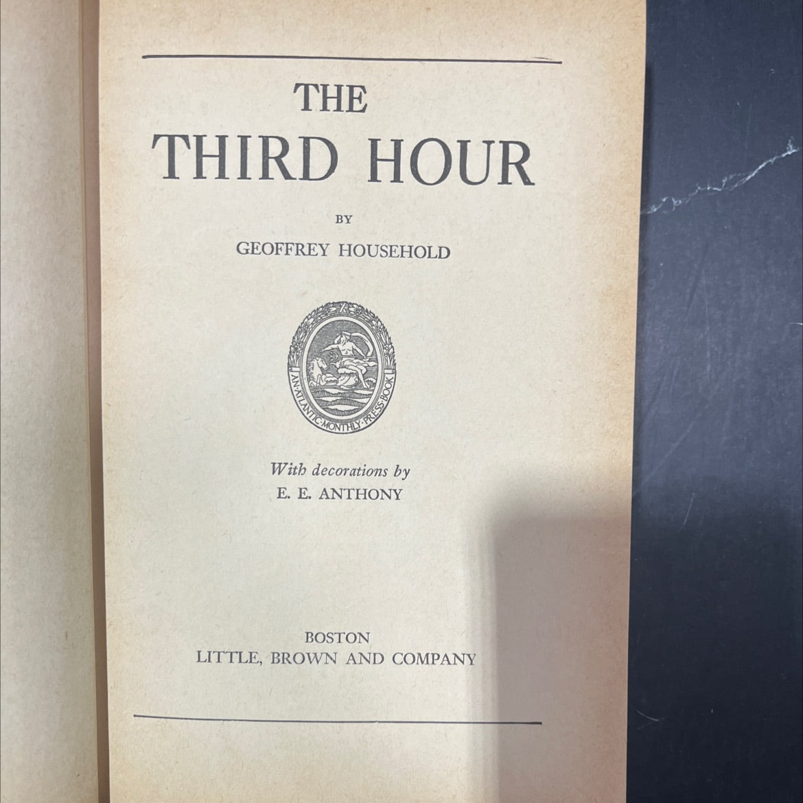 the third hour book, by geoffrey household, 1938 Hardcover image 2