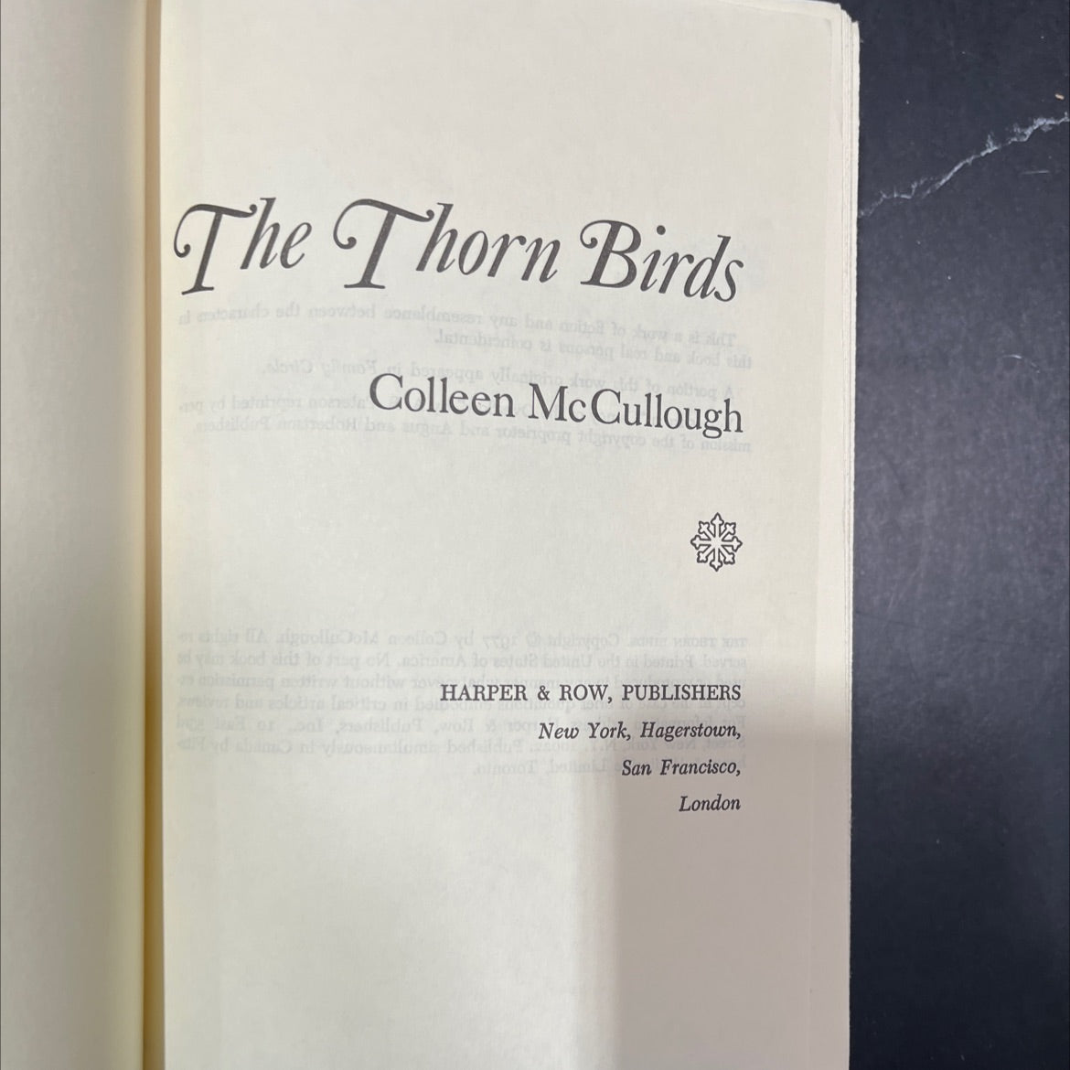 the thorn birds book, by Colleen McCullough, 1977 Hardcover image 2