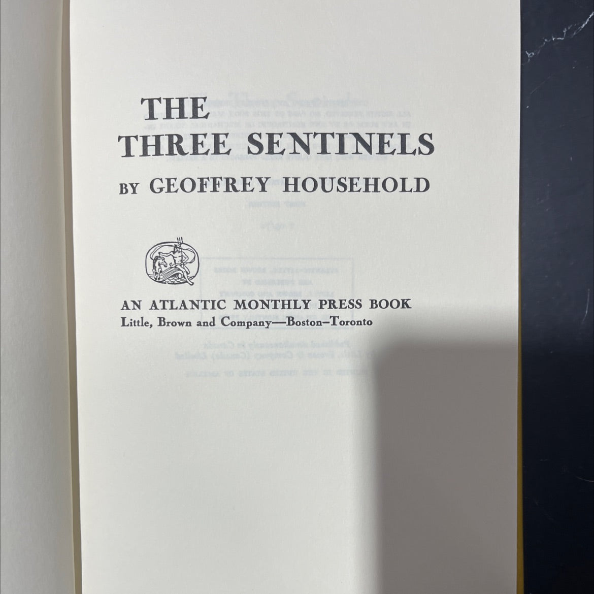 the three sentinels book, by geoffrey household, 1972 Hardcover image 2