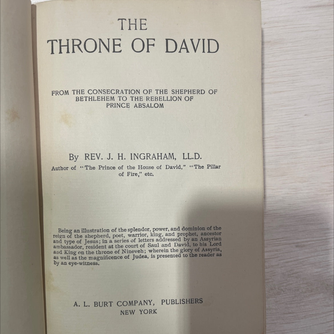 the throne of david from the consecration of the shepherd of bethlehem to the rebellion of prince absalom book, by rev. image 2