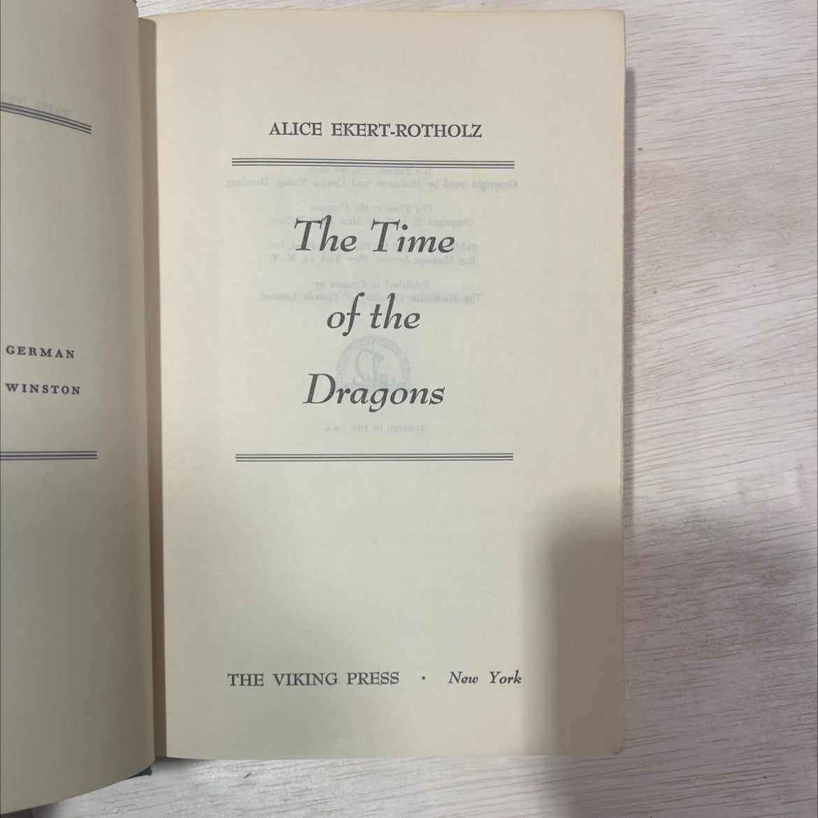 the time of the dragons book, by alice ekert-rotholz, 1958 Hardcover, Vintage image 2