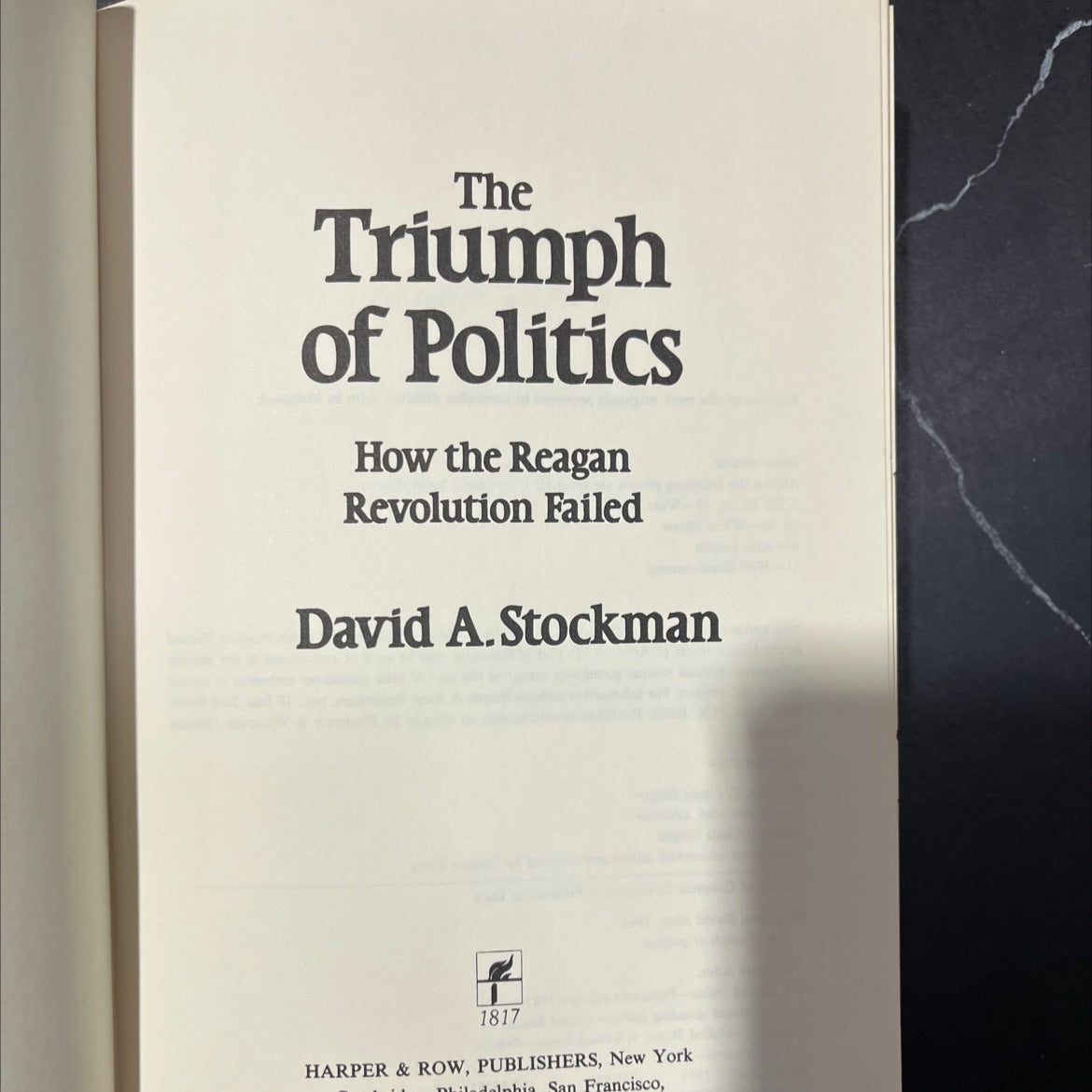 the triumph of politics book, by David A. Stockman, 1986 Hardcover