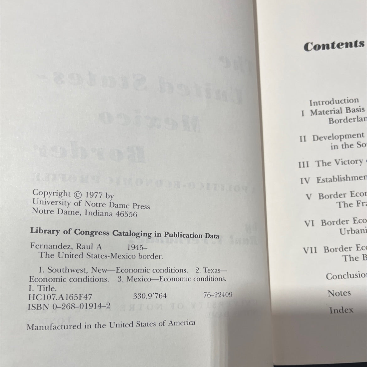 the united states-mexico border a politico-economic profile book, by raul a. fernandez, 1977 Paperback image 3
