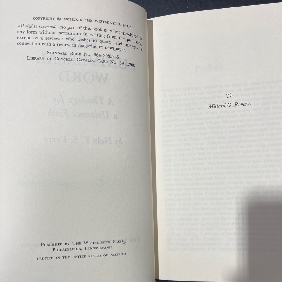 the universal word a theology for a universal faith book, by nels f. s. ferré, james a. hedstrom, 1969 Hardcover image 3