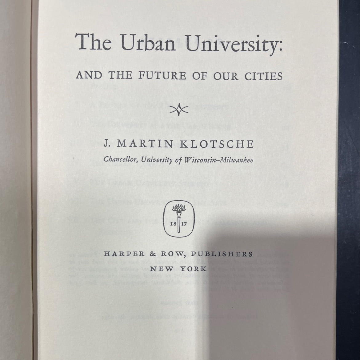 the urban university: and the future of our cities book, by j. martin klotsche, 1966 Hardcover image 2