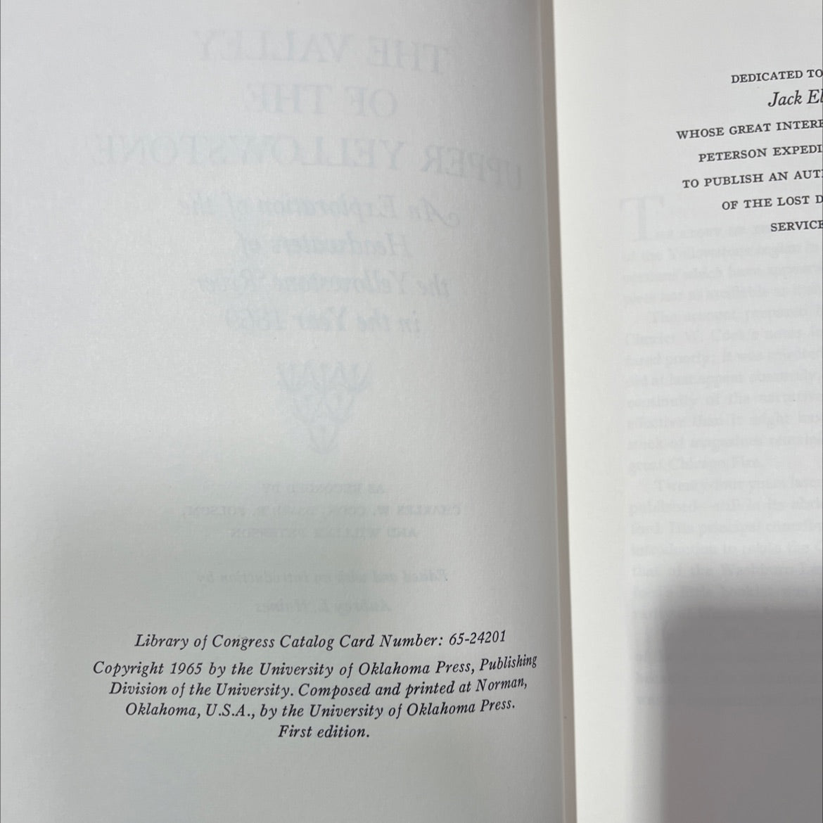 the valley of the upper yellowstone book, by charles w. cook, david e. folsom, and william peterson, 1965 Hardcover image 3