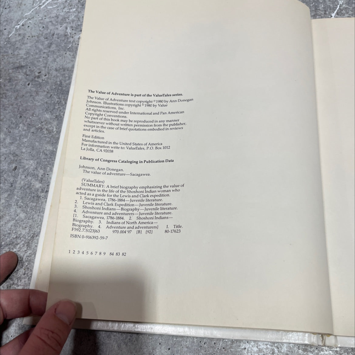 the value of adventure: the story of sacagawea book, by ann donegan johnson, 1980 Hardcover image 3