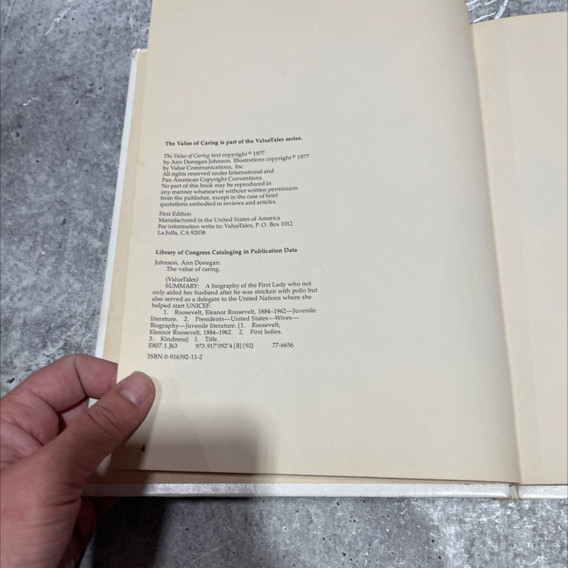 the value of caring book, by ann donegan johnson, 1977 Hardcover image 3