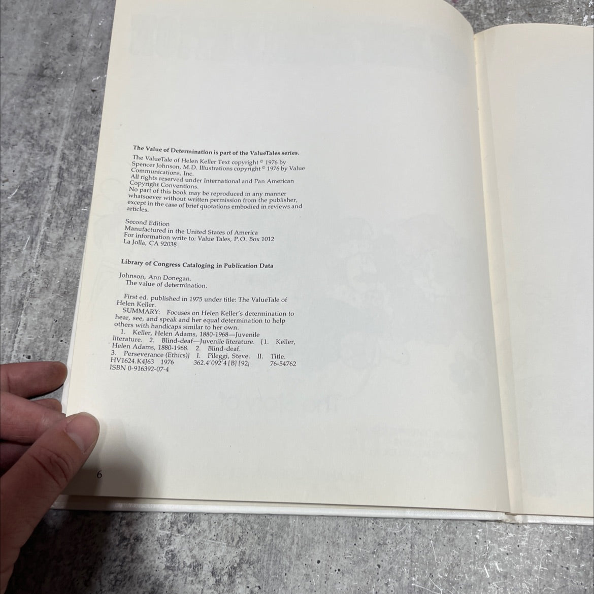 the value of determination book, by ann donegan johnson, 1976 Hardcover image 3